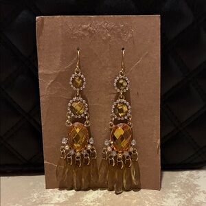 Elegant Gold and Amber Dangle Earrings